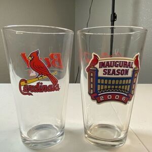 EUC MLB St Louis Cardinals Baseball 2006 Inaugural Season (2) 16 oz Beer Glass
